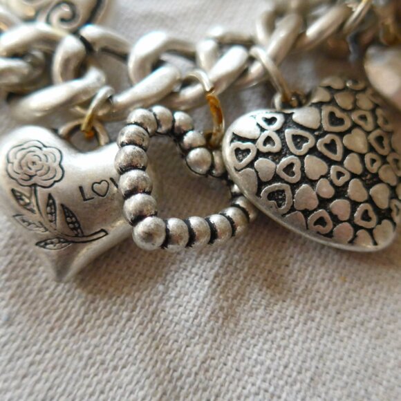 Puffy Heart Charms Silver Tone Necklace - Picture 7 of 11